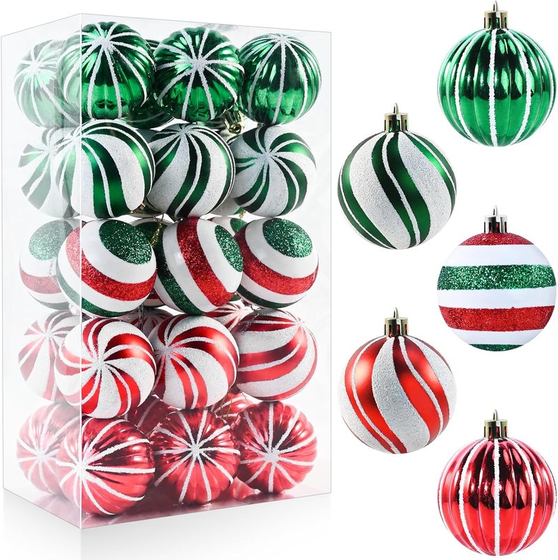 pyntop Christmas Balls Ornaments, 30Pcs Shatterproof Xmas Tree Decorations, Tree Hanging Ball Muti-Color Christmas Ball Ornament Set for Party Decoration Perfect Super Bulbs - Image 1
